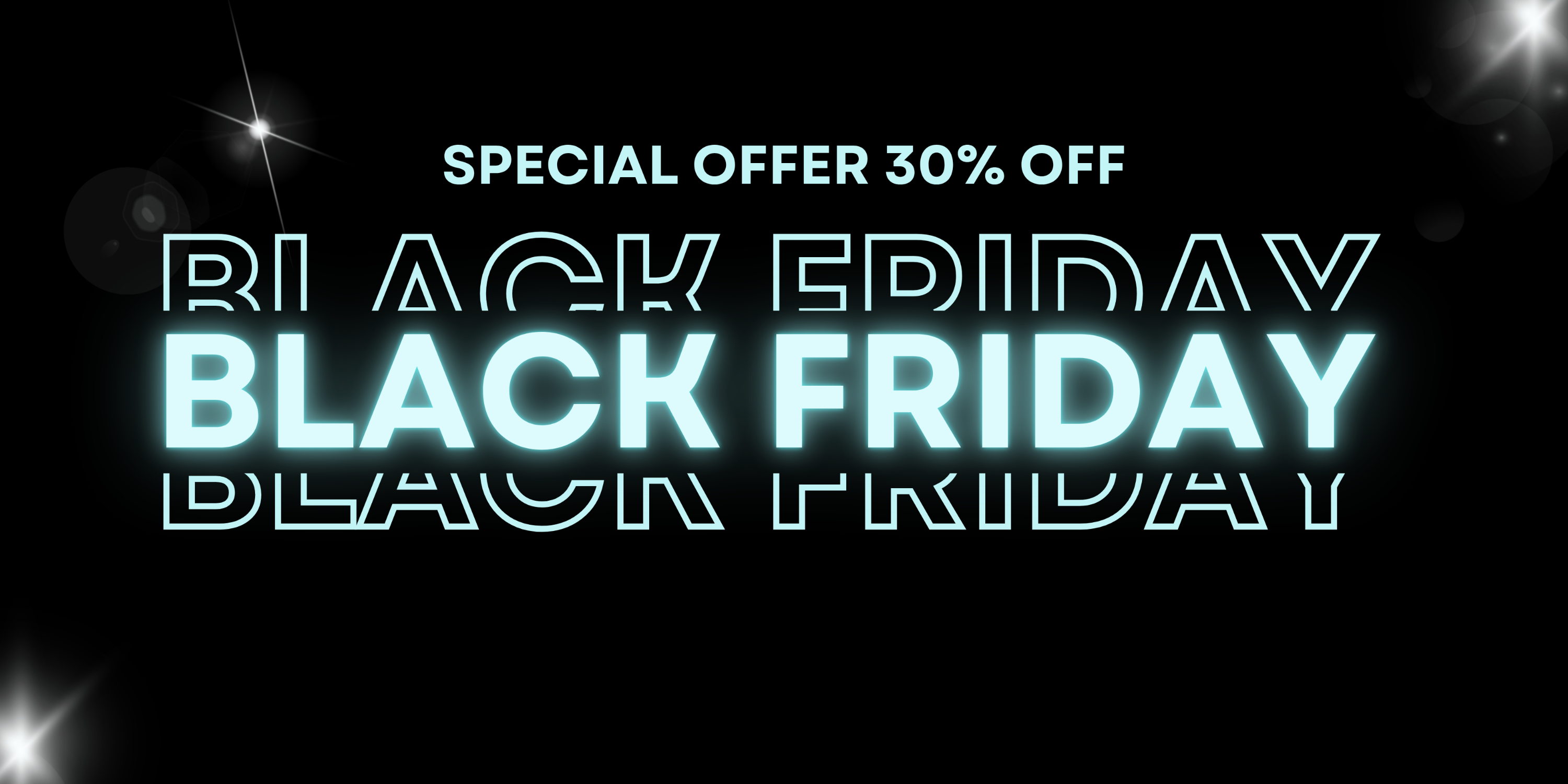 Black Friday sale banner with special offer text on a dark background